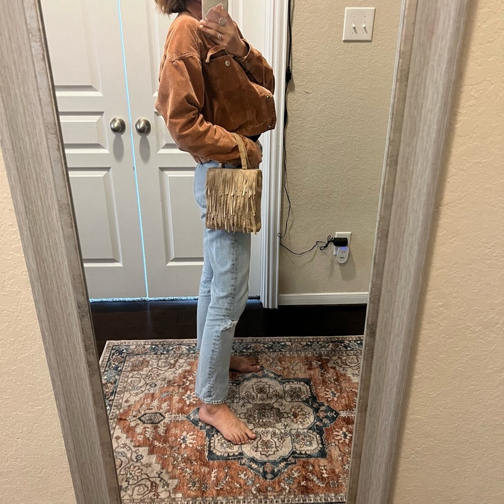 CHANEL Vintage Suede Fringe Rhinestone Mini Tote CC Logo - Picture 7 of 16